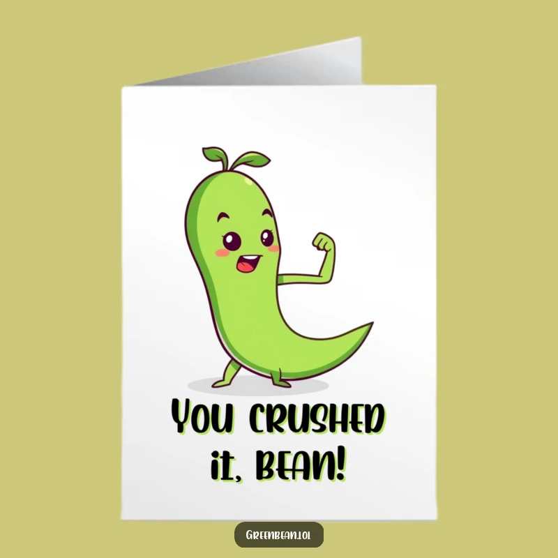 Free Printable Congrats Card: Strong Bean Victory Design, Humorous Downloadable Gift