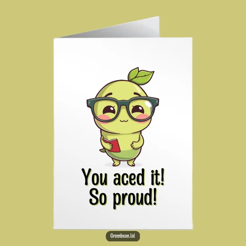 Free Printable Congrats Card: Studious Green Bean, Scholarly Downloadable & DIY