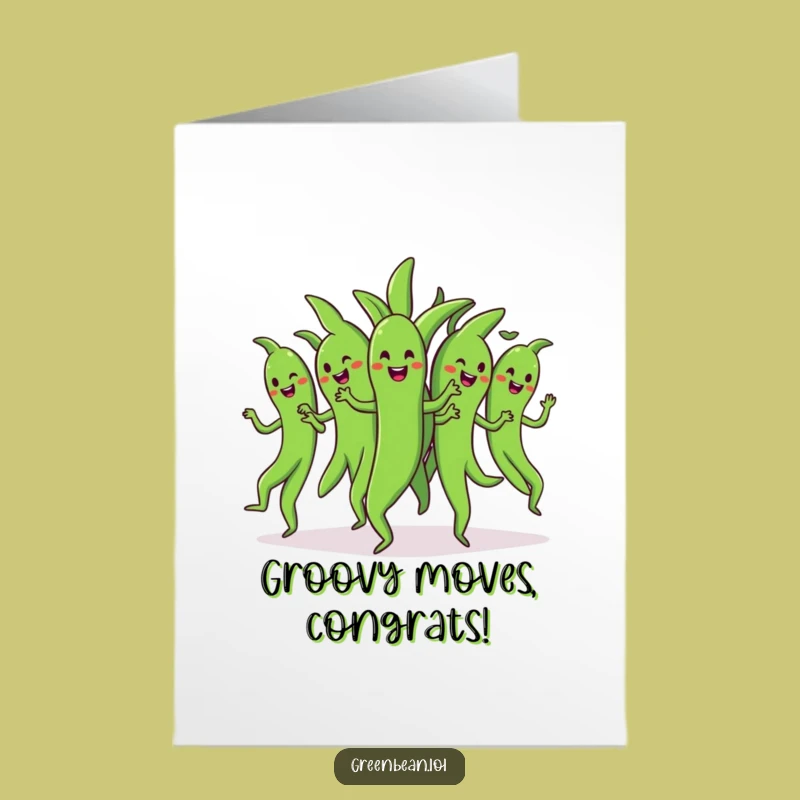 Free Printable Congrats Card: Dancing Green Beans for Cheerful Achievements!