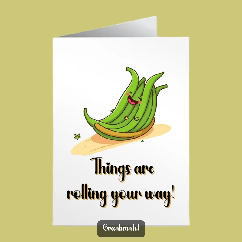 Free Printable Rolling Beans Congratulations Card: Joyful Descent to Success, Downloadable Greeting