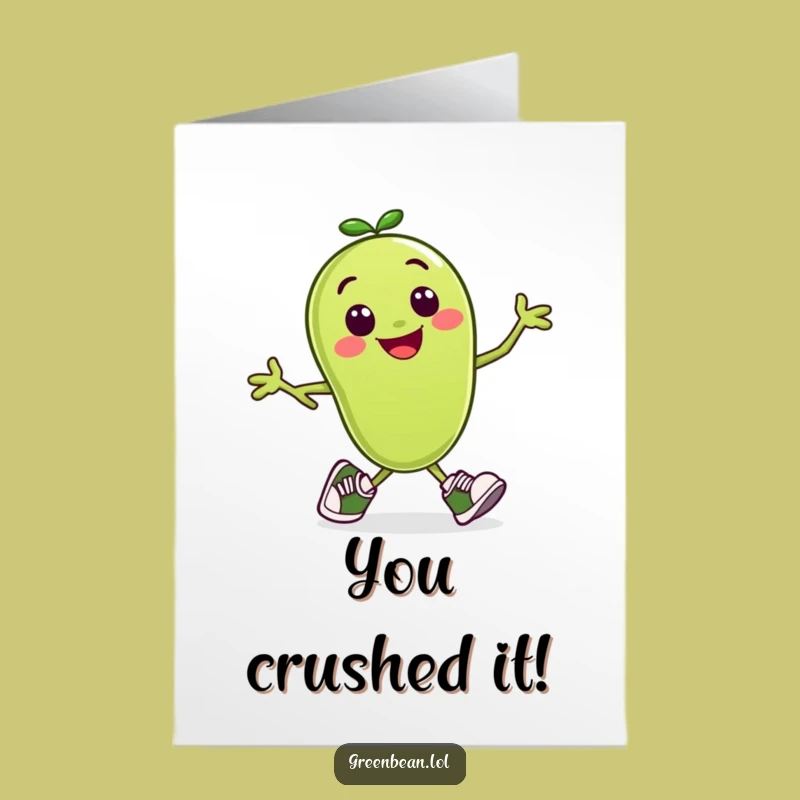 Free Printable Congrats Card: Running Bean, Fast Downloadable Funny Gift