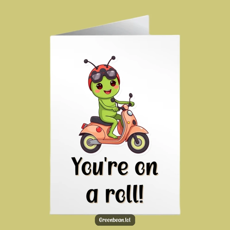 Free Printable Congrats Card: Ladybug Scooter Bean Triumph, Unique DIY Gift Download