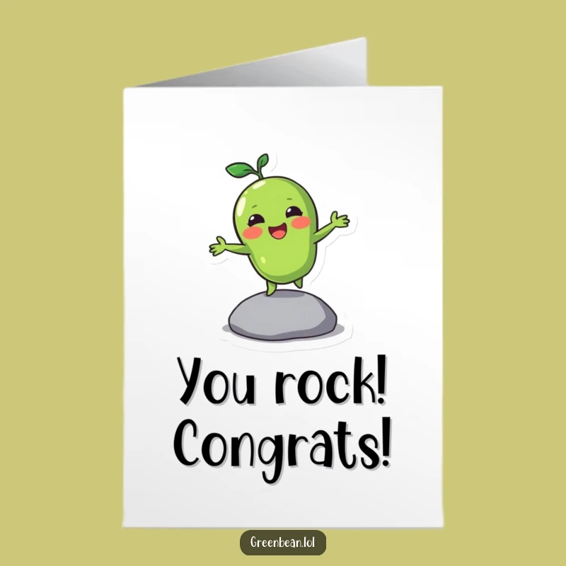 Free Printable Congrats Card: Bouncing Green Bean - Cheerful Downloadable Celebration Gift