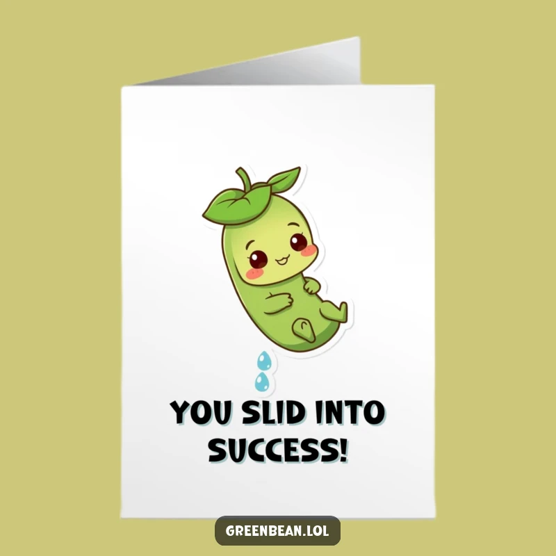 Free Printable Congrats Card: Green Bean Dewdrop Adventure, Unique Downloadable Gift