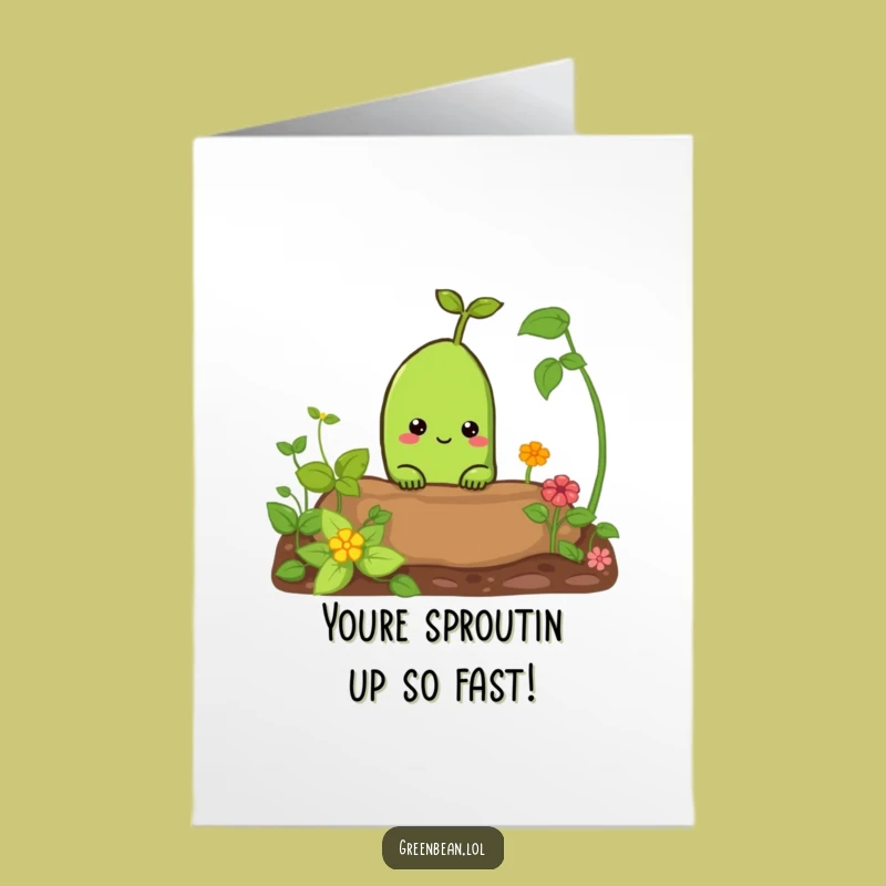 Free Printable Congrats Card: Green Bean's Garden Discovery Funny Downloadable Gift