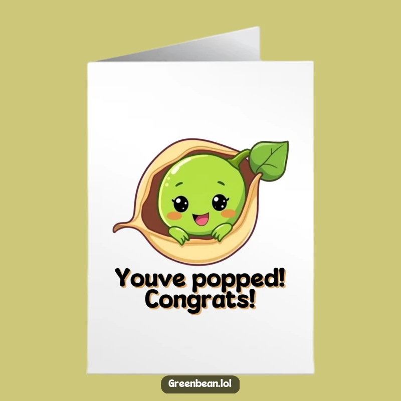 Free Printable Congrats Card: Peeking Green Bean - Joyful Downloadable Celebration Gift