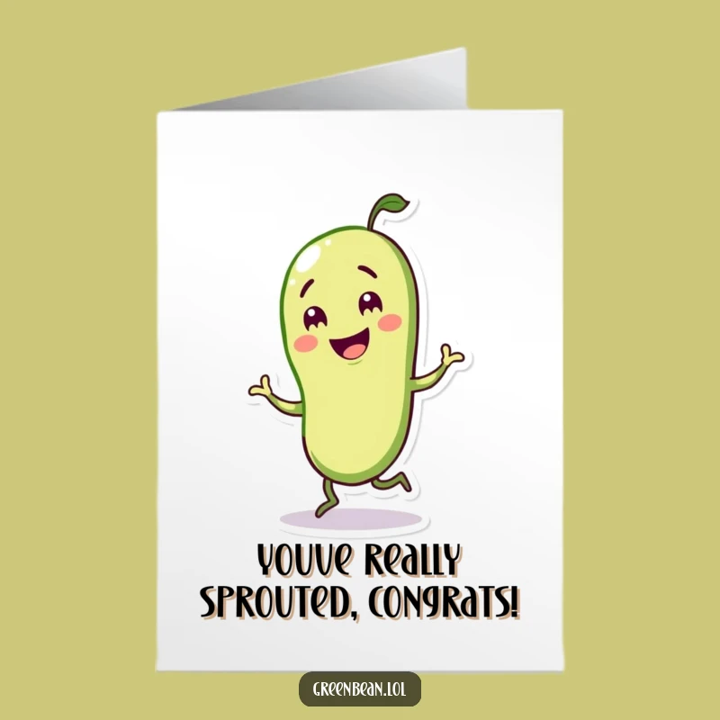 Joyful Free Printable Congrats Card: Dancing Green Bean Downloadable Gift