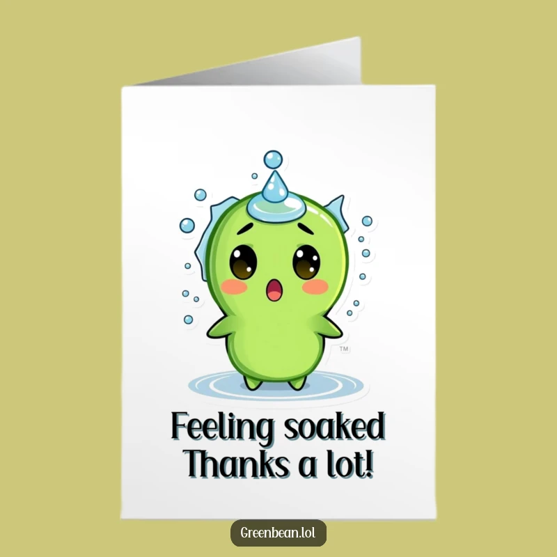 Free Printable Thank You Card: Goofy Green Bean Splash Downloadable Gift of Gratitude