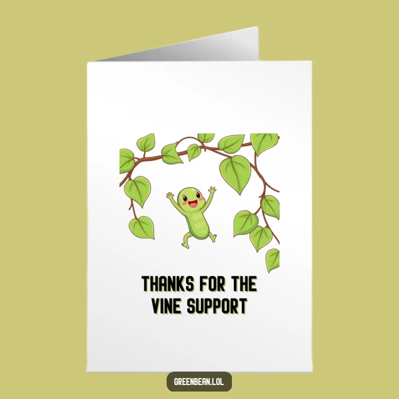 Free Printable String Bean Thank You Card: Vine Swing Gratitude Humor
