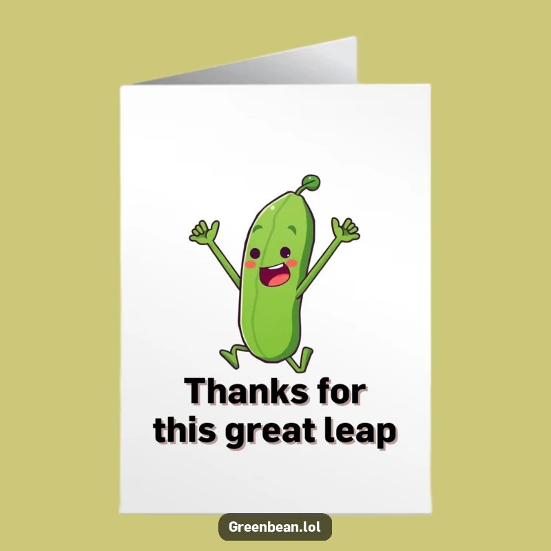 Free Printable Thank You Card: Grateful Green Bean's Leap of Thanks