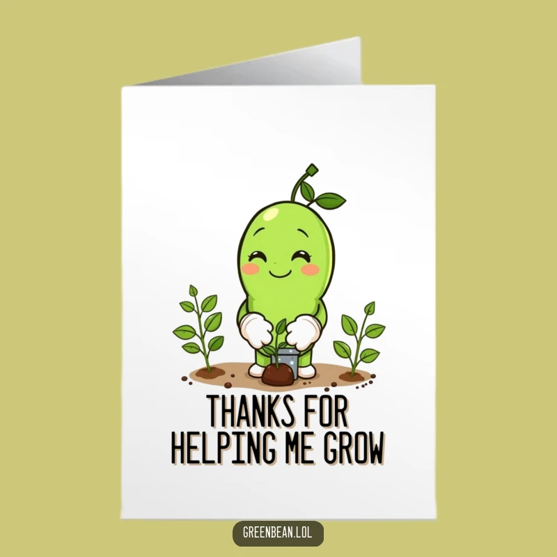 Free Printable Thank You Card: Green Bean Gardener Sowing Gratitude with a Smile