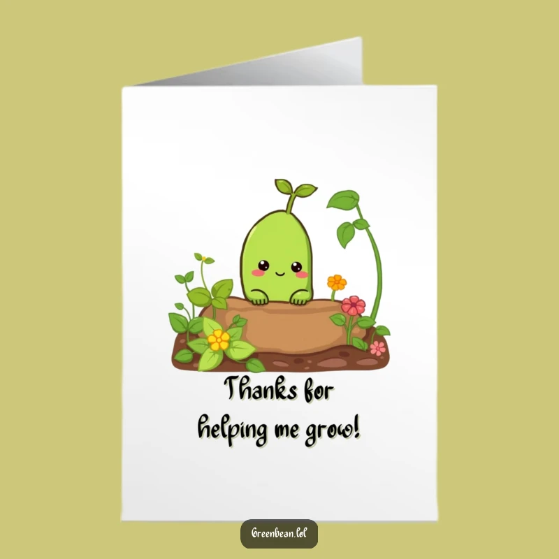 Free Printable Thank You Card: Green Bean's Garden Thanks Funny Download