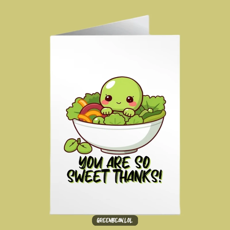 Free Printable Thank You Card: Shy Green Bean, Downloadable Humorous Gratitude