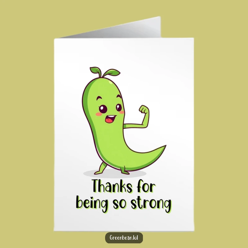 Free Printable Thank You Card: Strong Bean Appreciation Design, Humorous Downloadable Gift