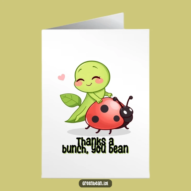 Free Printable Thank You Card: Winking Green Bean Ladybug, Downloadable & Funny DIY