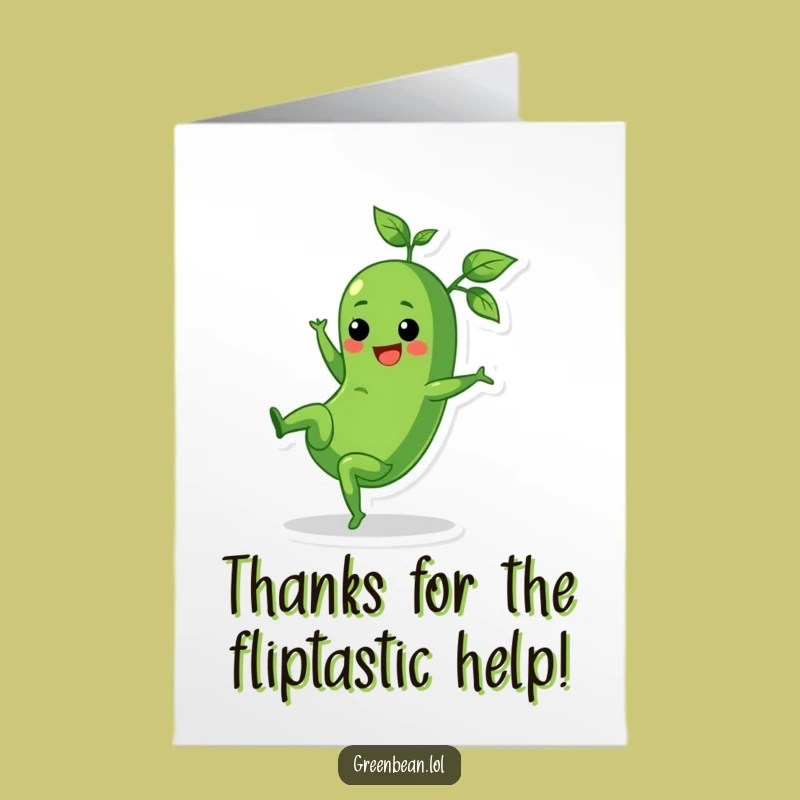 Free Printable Green Bean Cartwheel Thank You Card: Funny Gratitude - Downloadable Expression