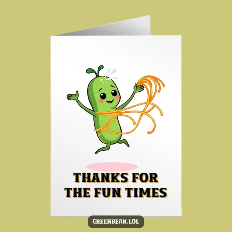 Free Printable Dancing Bean Thank You Card: Spaghetti Dance Gratitude Downloadable Gift
