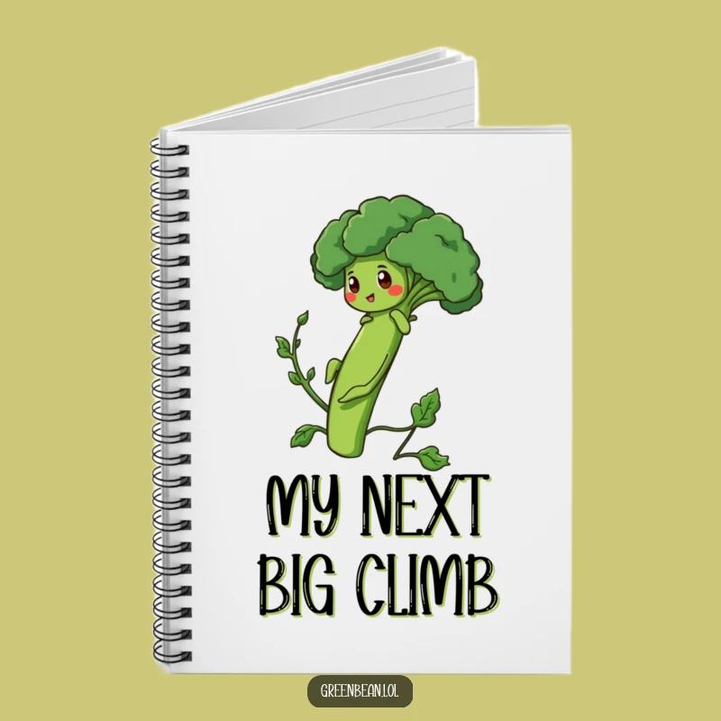 Funny Bean Notebook - Determined Green Bean Broccoli Climb Journal