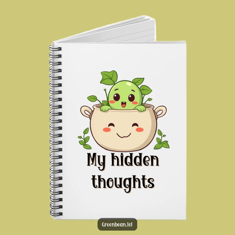 Funny Surprised Green Bean Notebook: Peek-a-boo Veggie Journal, Perfect Gift for Note-Takers