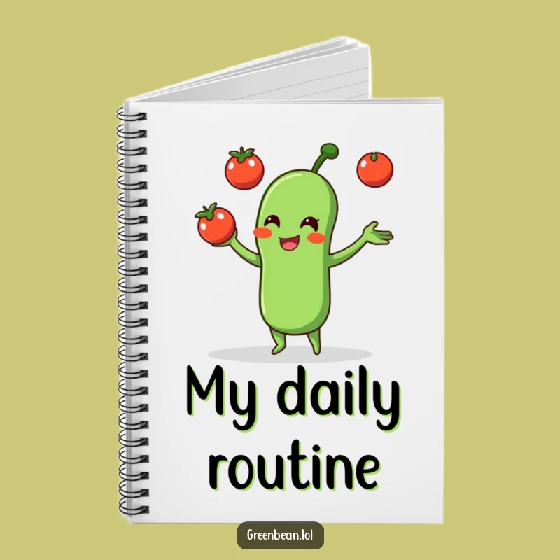 Funny Green Bean Juggling Tomatoes Notebook: Jot Down Ideas with Glee