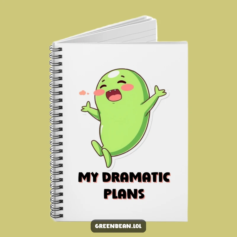 Funny Dramatic Dive Green Bean Notebook - Hilarious Journal for Thoughts