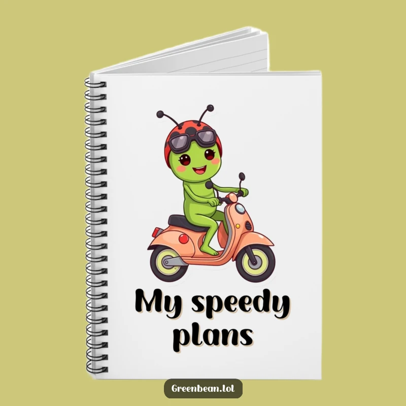 Funny Green Bean Ladybug Scooter Notebook: Your Ideas on a Joyride