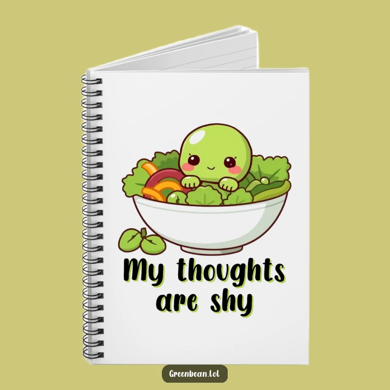 Funny Bean Notebook - Shy Green Bean Salad Character Journal