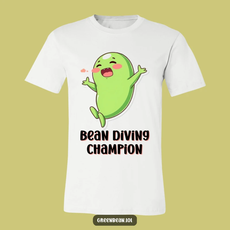 Funny Dramatic Dive Green Bean T-Shirt - Comedic Vegetable Apparel Gift