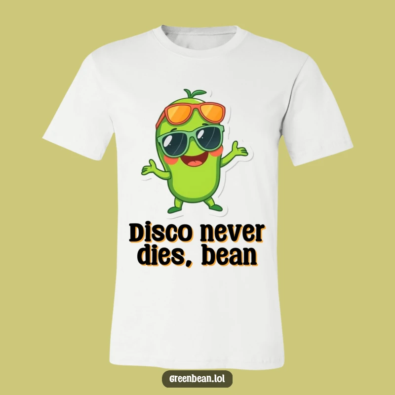 Funny Disco Green Bean Sunglasses T-Shirt: Get Your Funk On!