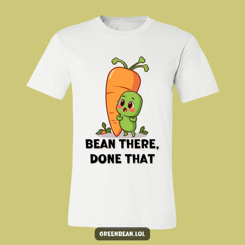 Funny Green Bean & Carrot T-Shirt: A Surprised Vegetable's Hilarious Encounter, Perfect Gift