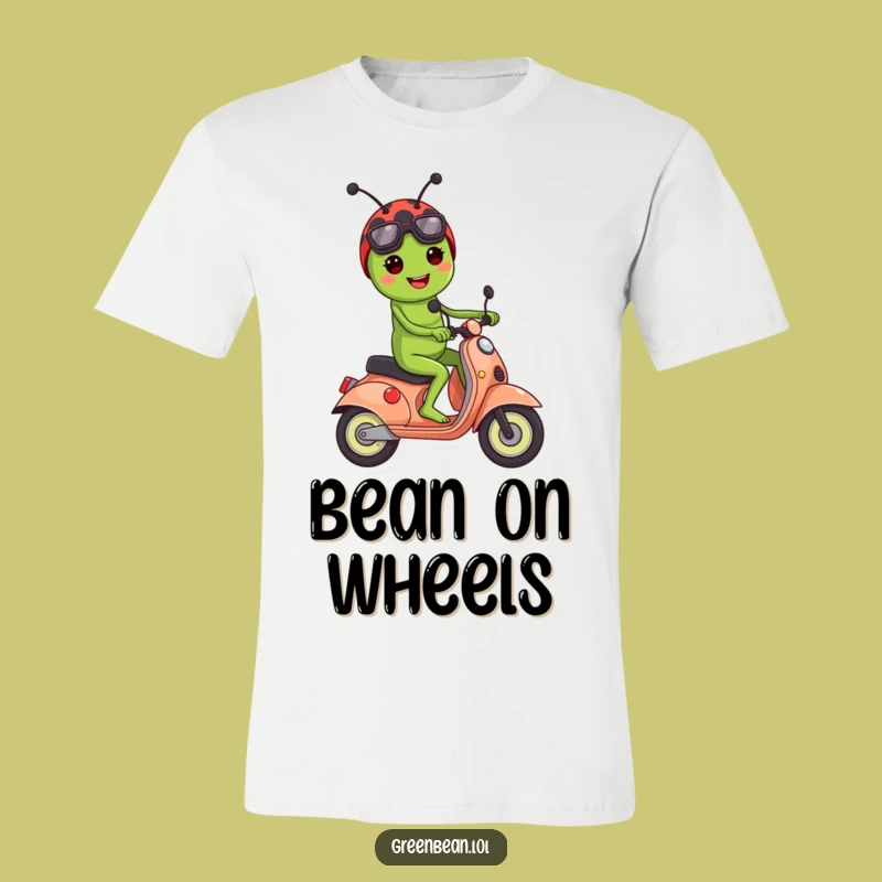 Funny Green Bean Ladybug Scooter T-Shirt: Ride into Fun with Style