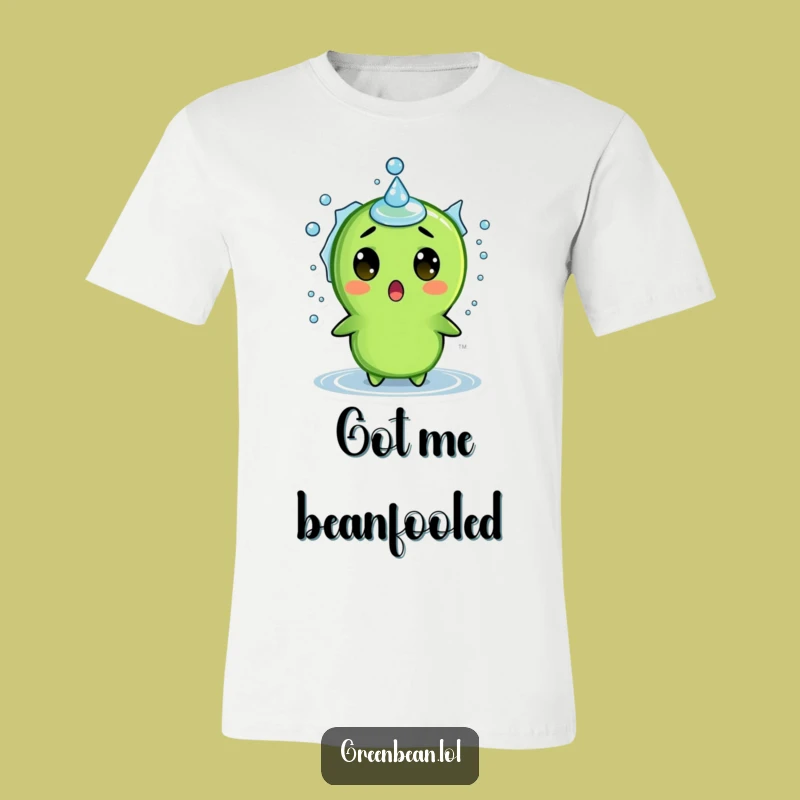 Funny Surprised Green Bean Splash T-Shirt: Hilarious Reaction Shirt for Goofy Moments
