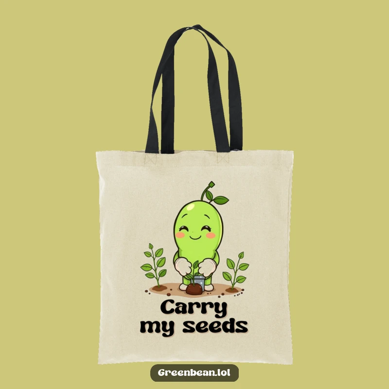 Funny Green Bean Gardener Tote Bag: Planting Seeds, Practical Garden Humor Gift