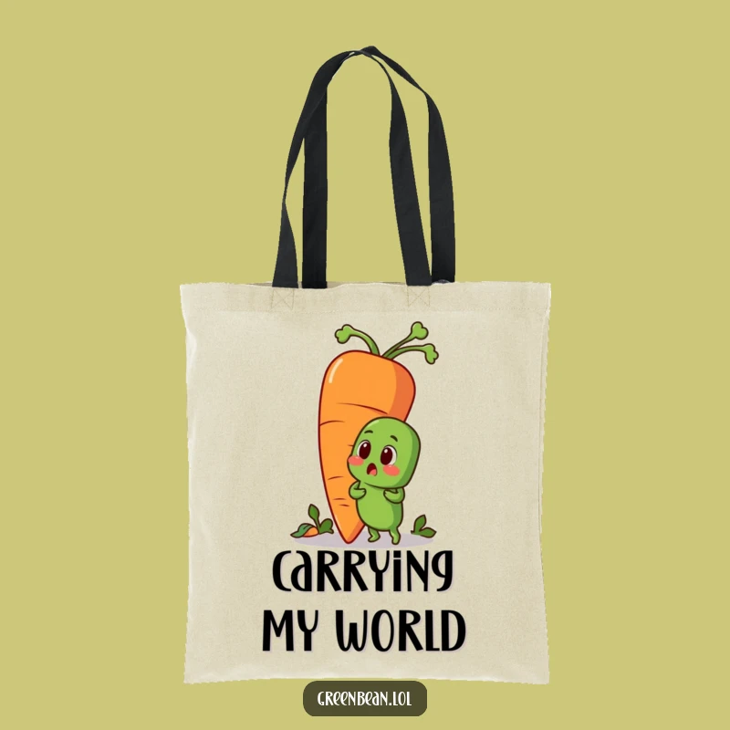 Funny Green Bean Carrot Tote Bag: Humorous Vegetable Surprise, Perfect Eco-Friendly Gift