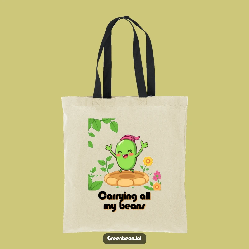 Funny Green Bean Garden Bounce Tote Bag: Spacious Veggie Humor, Ideal Funny Gift