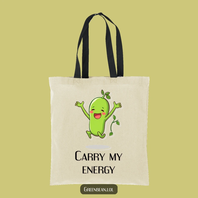 Funny Green Bean Jumping Jack Tote Bag: Active Veggie Carry-All, Perfect Gift for Shoppers