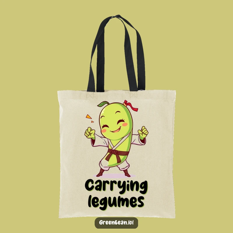 Funny Green Bean Karate Chop Tote Bag: Carry Your Laughs, Ideal Funny Gift for Shoppers