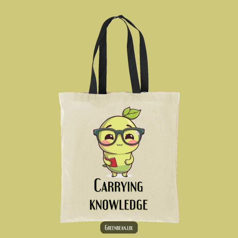Funny Studious Green Bean Tote Bag: Carry Your Smarts with Humor!