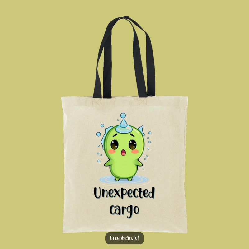 Funny Surprised Green Bean Splash Tote Bag: Carry Your Essentials with Humorous Flair