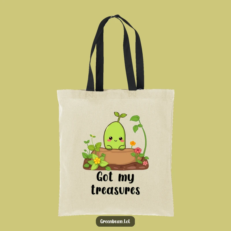 Funny Curious Green Bean Tote Bag: Garden Peek Style, Perfect Eco-Friendly Gift
