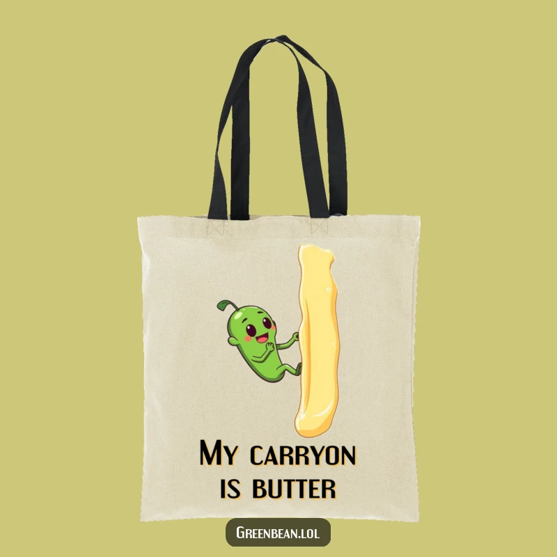 Funny Green Bean Butter Climb Tote Bag: Hilarious Veggie Carry-All Gift